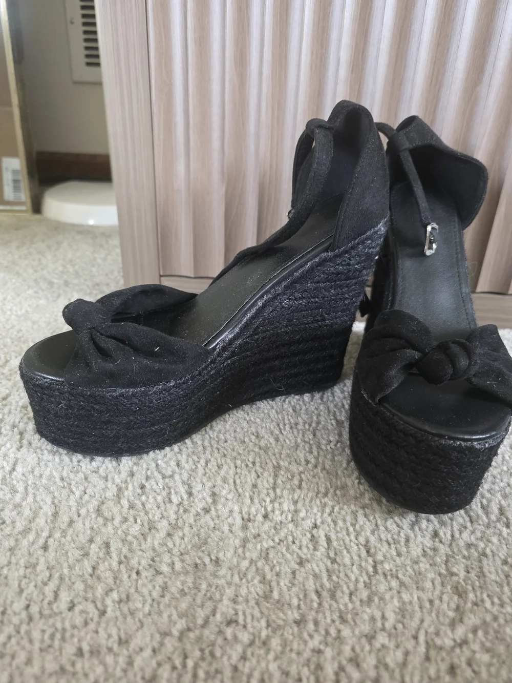 Black Bow Platform Ankle-Strap Heels